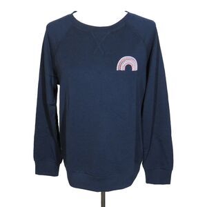 Lacey Chabert Navy French Terry Lilac Rainbow Graphic Sweatshirt Size Medium